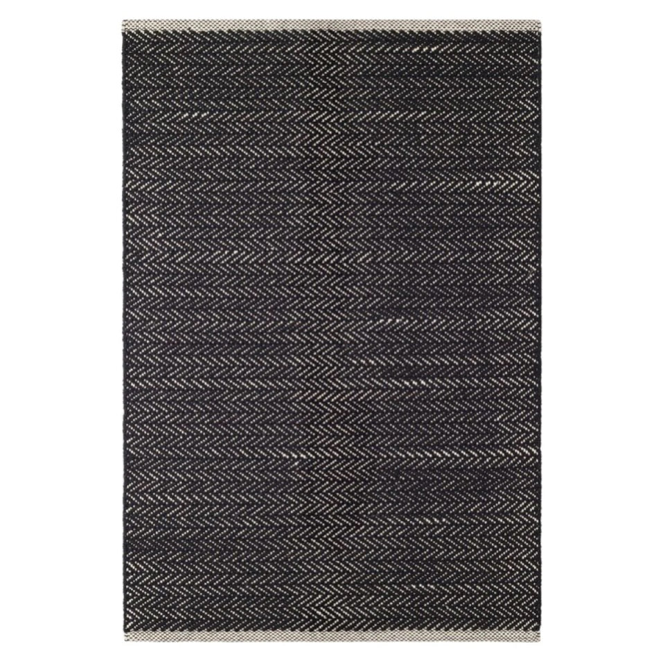 Herringbone Black Woven Cotton 180x270
